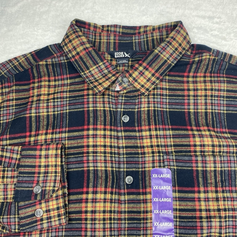 Eddie‎ Bauer Mens XXL Night Sky Ohio Plaid Flannel Shirt NWT Long Sleeve